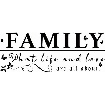 Family PVC Wall Sticker Warm Sayings Wall Decal Branch Butterfly Pattern Vinyl Wall Art Black for Living Room Bedroom Decor 9"x23"