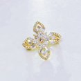 thumbnail image 6 of Cross Flower CZ Brooch, Cubic Zirconia Crystal Pin, Gold Tone Finish, Floral Design, 6 of 10