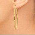 thumbnail image 3 of 14K Yellow Gold 2mm Large Oval Hoop Earrings, 3 of 6