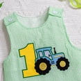 thumbnail image 6 of Staki Newborn Baby Boys Sleeveless Seersucker Romper One Piece Straps Overalls Striped Jumpsuit Summer Smocked Clothes 6-18M,6-12 Months, 6 of 6