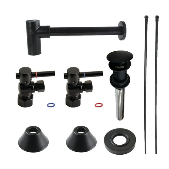 Kingston Brass CC53300DLVOKB30 Standard Mount Modern Plumbing Sink Trim Kit with Bottle Trap and Overflow Drain, Matte Black