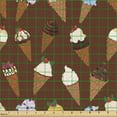 thumbnail image 2 of Ice Cream Fabric by the Yard Upholstery, Funny Pattern with Delicious Summer Desserts Scoops on Waffle Cones, Decorative Fabric for DIY and Home Accents, Redbrown and Multicolor by Ambesonne, 2 of 5
