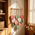 thumbnail image 2 of Macrame Wall Hanging Boho Woven Tapestry Chic Home Decor Wall Art，Modern Bohemian Handmade Leaf Feather Decoration for Apartment Dorm Living Room Bedroom 15.7"W X26.7"L, 2 of 7