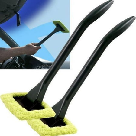 2 Car Windshield Cleaner with Microfiber Cloth, - Glass Washer Cleaning Tool for Windows -Handle and Pivoting