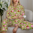 thumbnail image 6 of Fuzoiu Lips blowing bubble gum Print Women's Long-Sleeved Pajama,Lounge Button Down Nightwear,Womens Notch Collar Pajama Set-, 6 of 7