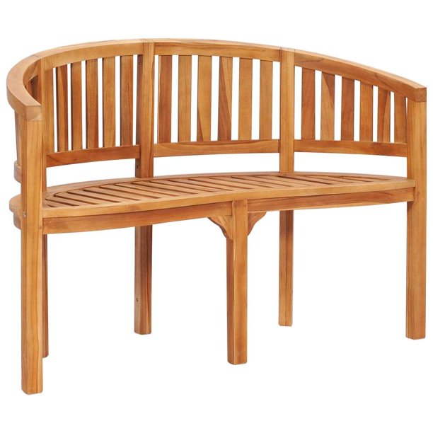 vidaXL Solid Teak Wood Banana Bench Garden Outdoor Patio Lounge Multi