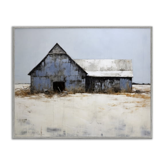 Stupell Industries Rustic Lodge Winter Country Barn Gray Framed Giclee Art, 14 x 11, by Ray Powers
