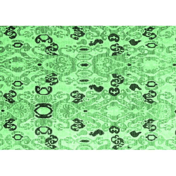 Ahgly Company Indoor Rectangle Oriental Emerald Green Modern Area Rugs, 2' x 3'