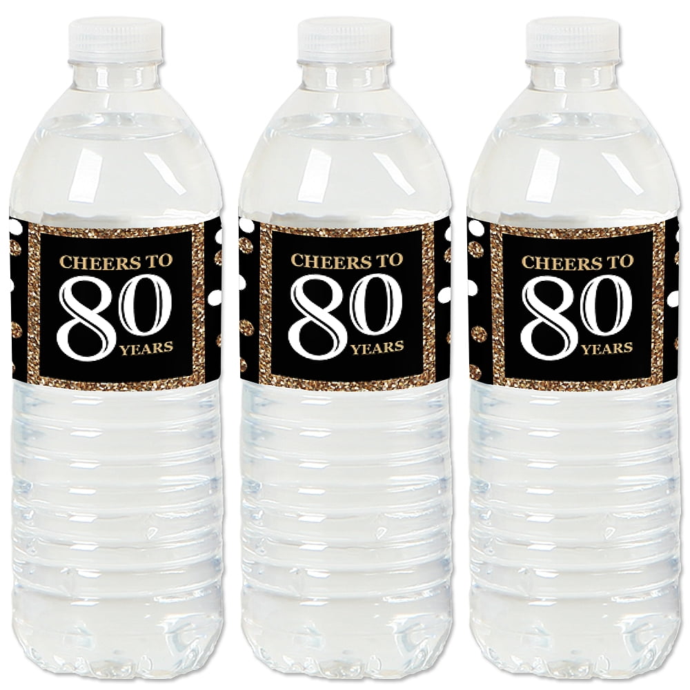 adult 80th birthday gold birthday party water bottle
