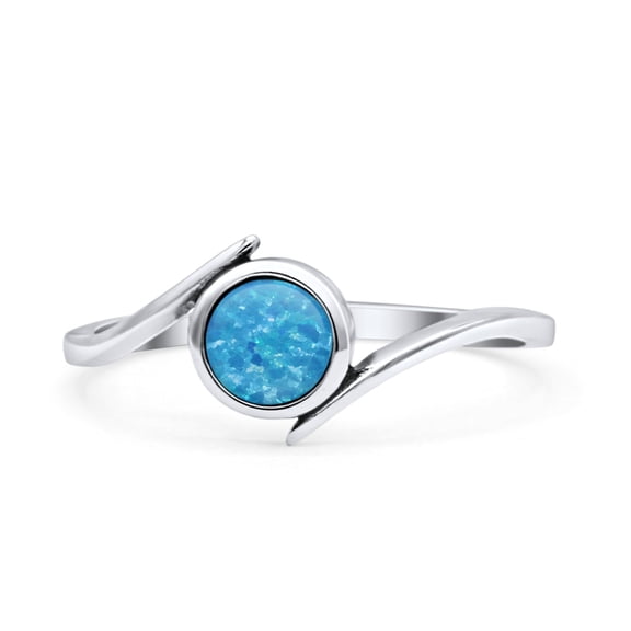 Thumb Ring Round Oxidized Ring Band Lab Created Opal 925 Sterling Silver Size 5