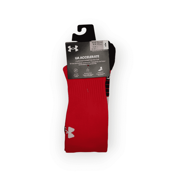 UA Accelerate Cushioned OTC Socks M 8.5-13/ W 10-14 Red