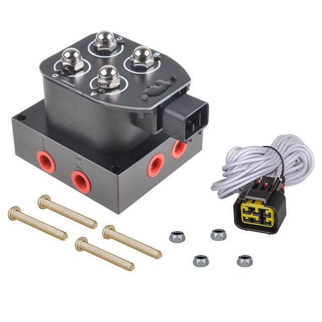 ZHSYMX Air Ride Controller Air Ride Manifold Bag Controller Solenoid Valve 1/4 NPT 0-200Psi 12V Control Air Bag Suspension