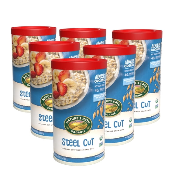 Nature's Path Organic Steel Cut Oats Instant Oatmeal, 30oz Canister (pack of 6)