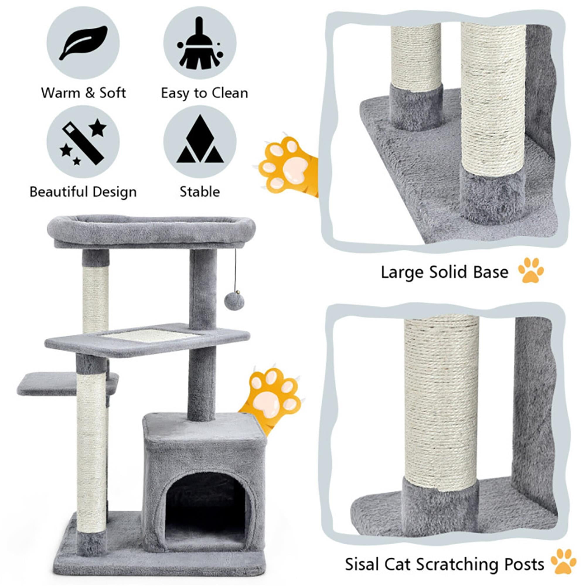 Pefilos 33" Cat Tree for Small Indoor Cats, Plush Cat Tower with Large Cat Condo, Perch and Sisal Cat Scratching Post for Kittens, Gray Pefilos 33" Cat Tree for Small Indoor Cats, Plush Cat Tower with Large Cat Condo, Perch and Sisal Cat Scratching Post for Kittens, Gray