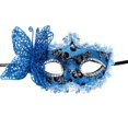 thumbnail image 2 of Blue Masquerade Mask for Women 7 Inch Venetian Mask with Rhinestones Glitter Butterfly Design Mardi Gras Prom Party Accessory, 1 Pack, 2 of 4