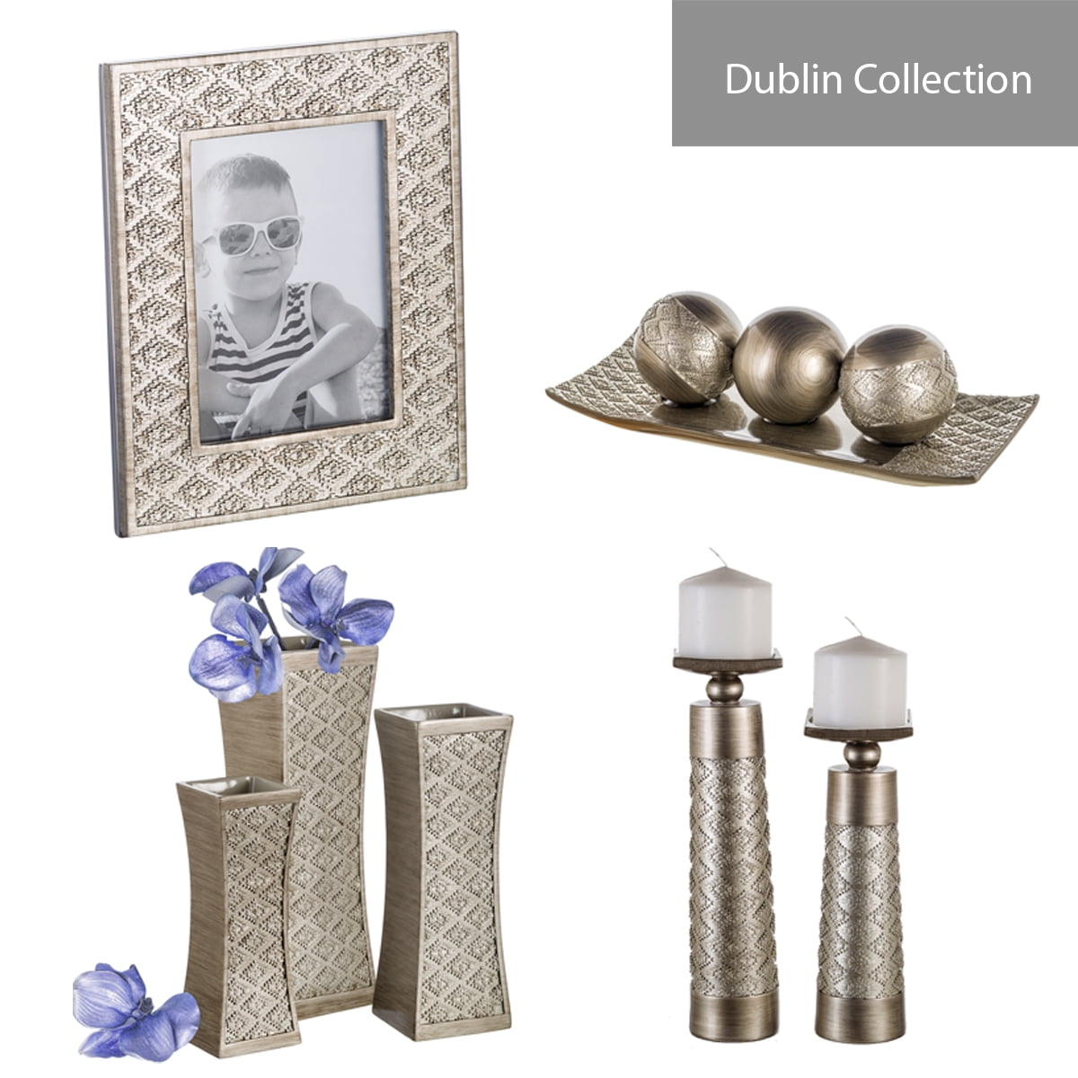 Dublin Decorative Tray and Orbs/Balls Set of 3 Centerpiece Bowl with Balls 