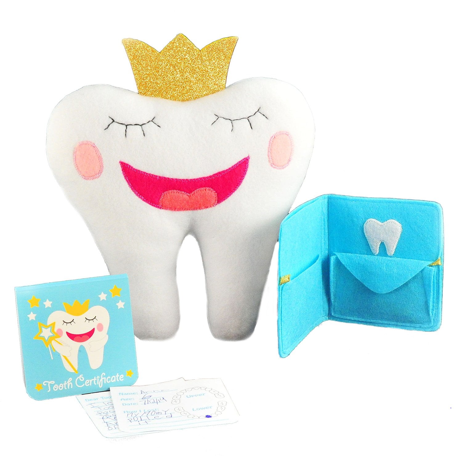 Tooth Pillow Kit Including Lost Teeth Cute Fairy Pillow Felt Tooth Pillow Lost Teeth Pillow Dear Tooth Notepad Felt Keepsake Wallet Pouch to Hold Teeth Note Card Photography for Kids Pink 