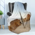 thumbnail image 4 of Galaxy Soft Flannel Fleece Blanket, Image of Fantasy Movie Town of Fantasy Planet out of Space Setting Theme Landscape, Cozy Plush for Indoor and Outdoor Use, 50" x 60", Brown Blue, by Ambesonne, 4 of 5