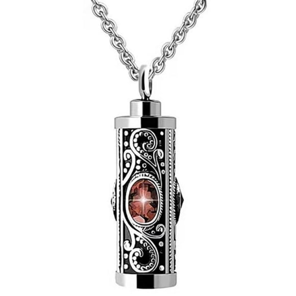Crystal Cremation Urn Necklace for Ashes Keepsake Cremation Jewelry Ashes Necklace - Steel Color