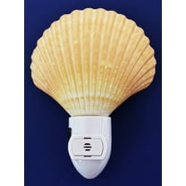 Real Seashell Night Light Mexican Deep Scallop Shell Nautical Decor - Automatic Light Sensor