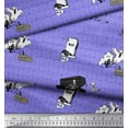 thumbnail image 2 of Soimoi Purple Modal Satin Fabric Pumpkin & Skull Halloween Decor Fabric Printed Yard 42 Inch Wide, 2 of 3
