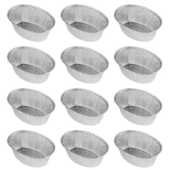 125 Pcs Disposable Aluminum Foil Baking Pans, Mini Tart Pans, Oval Pie Trays, Flat Skillet Plates, Stackable Bakeware for Cooking