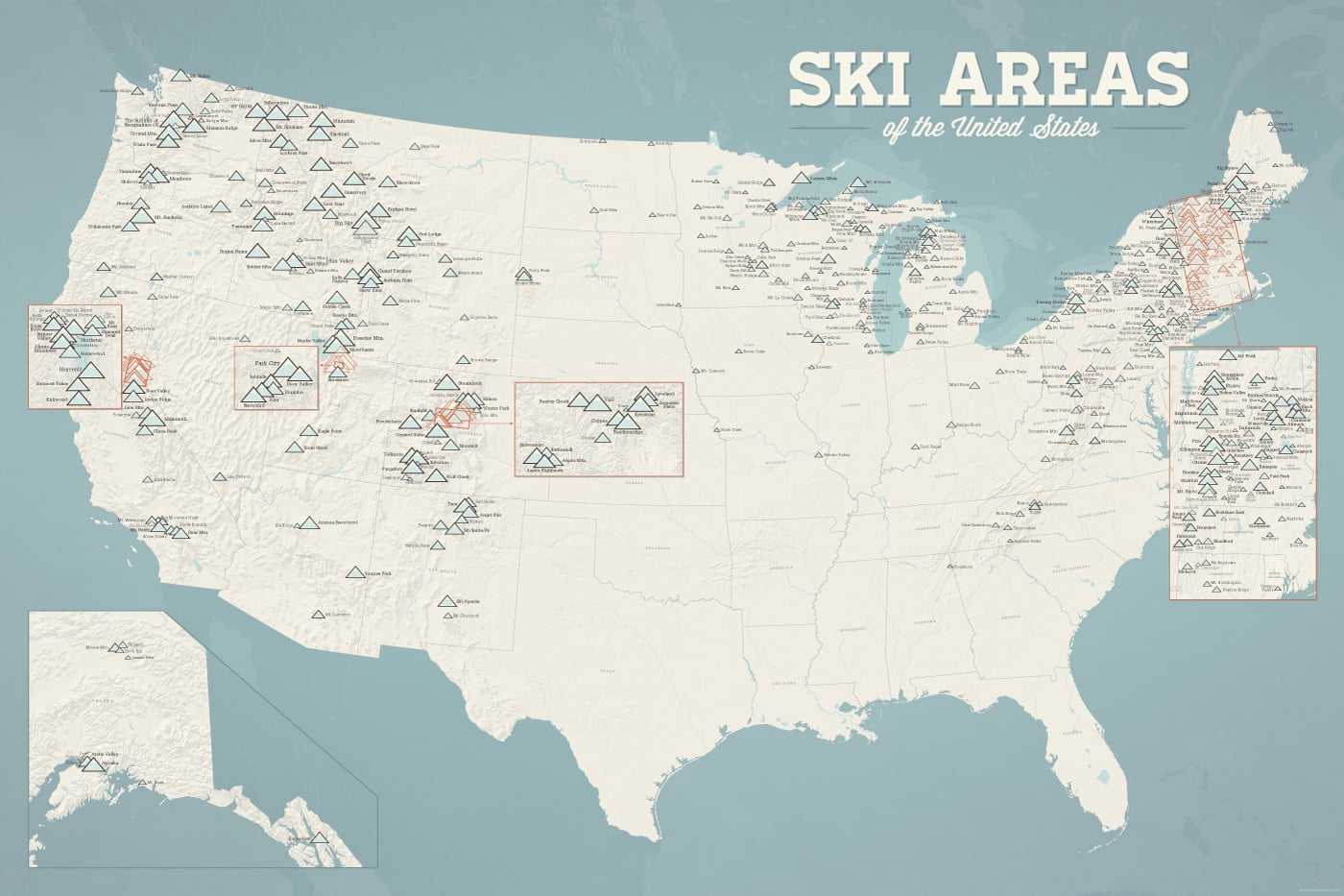 East Coast Ski Resorts Map Us Ski Resorts Map 24X36 Poster - Walmart.com