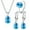 Blue, variant on Women 925 Sterling Silver Oval Zircon Necklace Earrings Rings Sets 5 Color-Blue