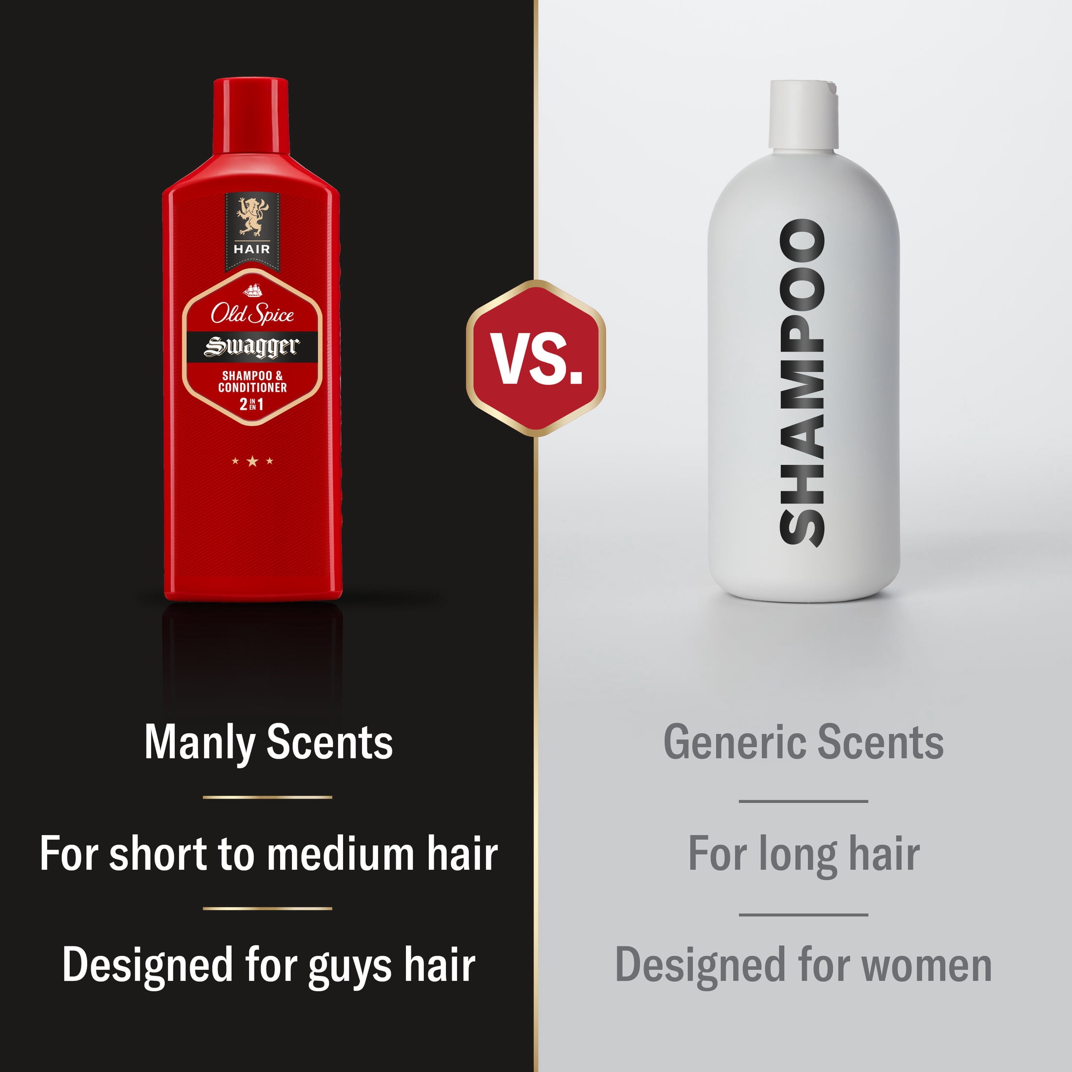 (3 pack) Old Spice Swagger 2in1 Mens Shampoo and Conditioner, Healthier, Fuller, More Moisturized Looking Hair, 13.5 fl oz