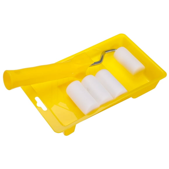 Unique Bargains Paint Roller Kit, 2Inch 5mm Thick Oily-Based Foam Paint Rollers, Tray, 20cm Frame 6 Pack