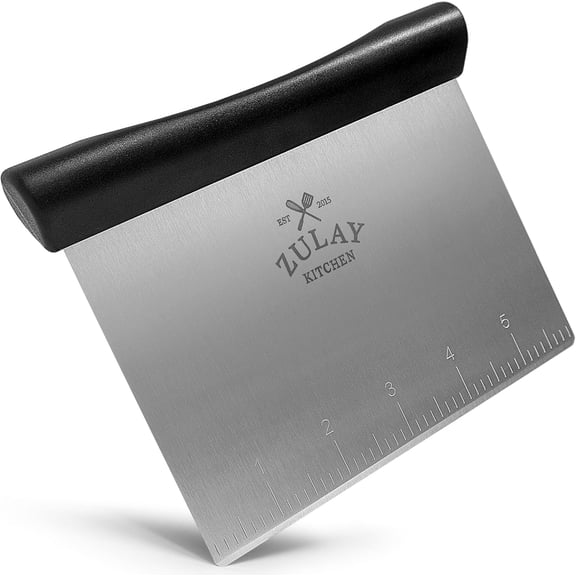 Zulay Kitchen Premium Multi-purpose Stainless Steel Bench Scraper & Chopper, Easy to Read Etched Markings for Perfect Cuts, Quick & Easy Multi-use Dough Scraper, Dough Cutter & Pastry Scraper