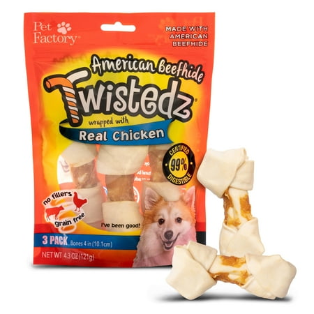 UPC: 0094983274138 | Pet Factory Twistedz American Beefhide Bones w/ Pork Meat Wrap – 4-5   3 Count