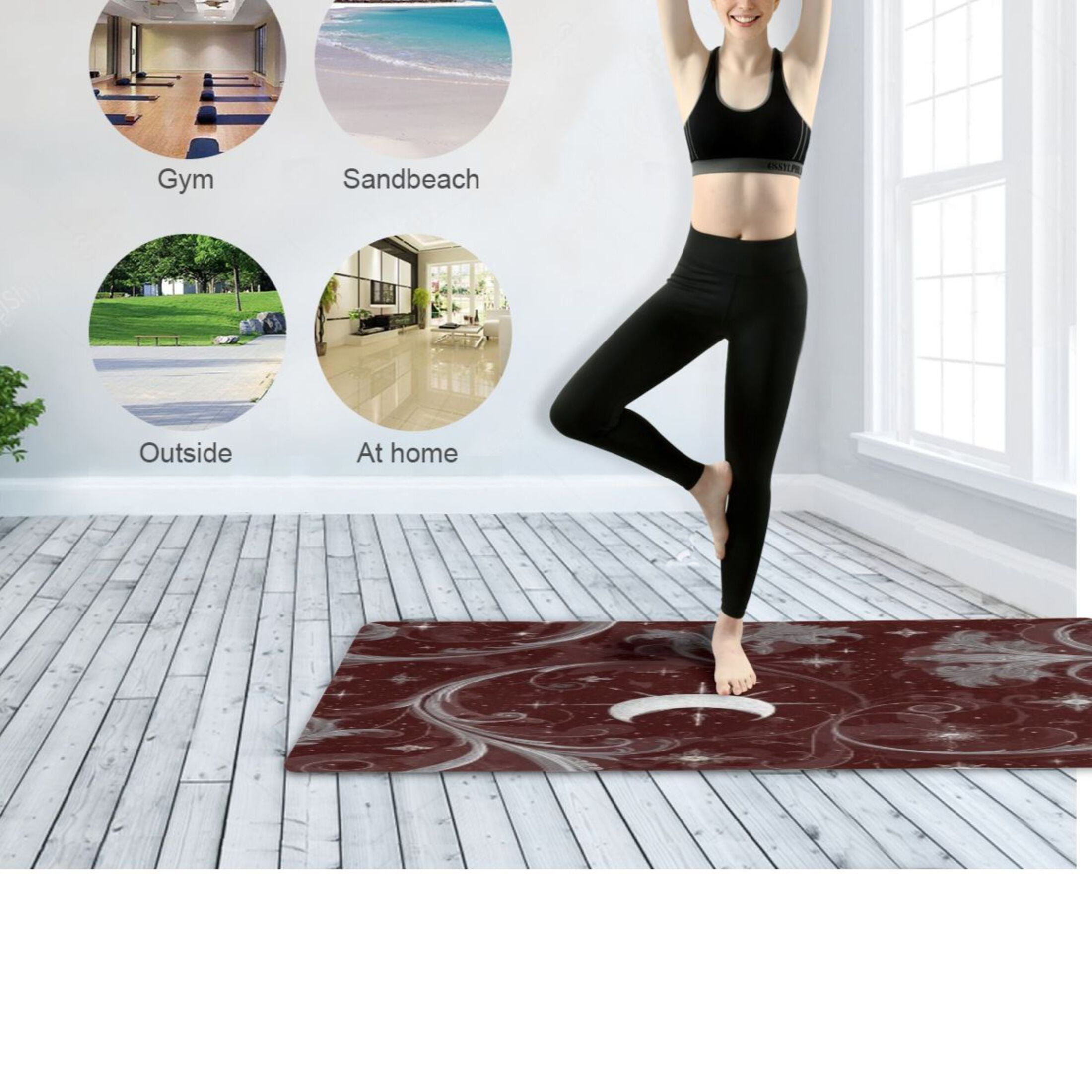 BZSMCE Yoga Mat Women Fitness Mat Swirl Moon and Star Pattern