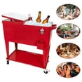 80 Quart Outdoor Patio Cooler on Wheels,Portable Beverage Rolling