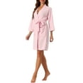 thumbnail image 4 of INSPIRE CHIC Women's Waffle Bathrobe Chenille Soft Kimono Spa & Bath Mid-Length Robes L Pink, 4 of 6