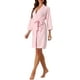 thumbnail image 4 of Bata de baño de waffle para mujer INSPIRE CHIC, suave de chenilla, kimono, spa y baño, longitud media, color rosa, 4 of 6