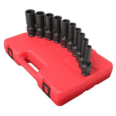 SUNEX SOCKET SET IMPACT 1/2IN. DRIVE 10PC UNIV DEEP SAE
