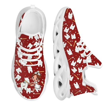 

2024 Dental Shoes Outdoor Wear-Resistance Mesh Swing Sneaker Teeth Nurse Cartoon Cushion Shoes Plus Szie 48 Footwear