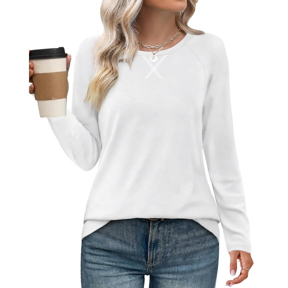 XIEERDUO Women's Plus Size White Long Sleeve Tee Shirts Comfy Office XL
