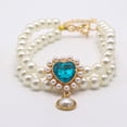 thumbnail image 2 of Cat And Dog Pet Collar With Double Layer Imitation Pearl Design, Heart Shape Rhinestone Pendant, Adjustable Length Alloy Buckle Princess Style Pet Necklace For Small Medium Large, 2 of 6