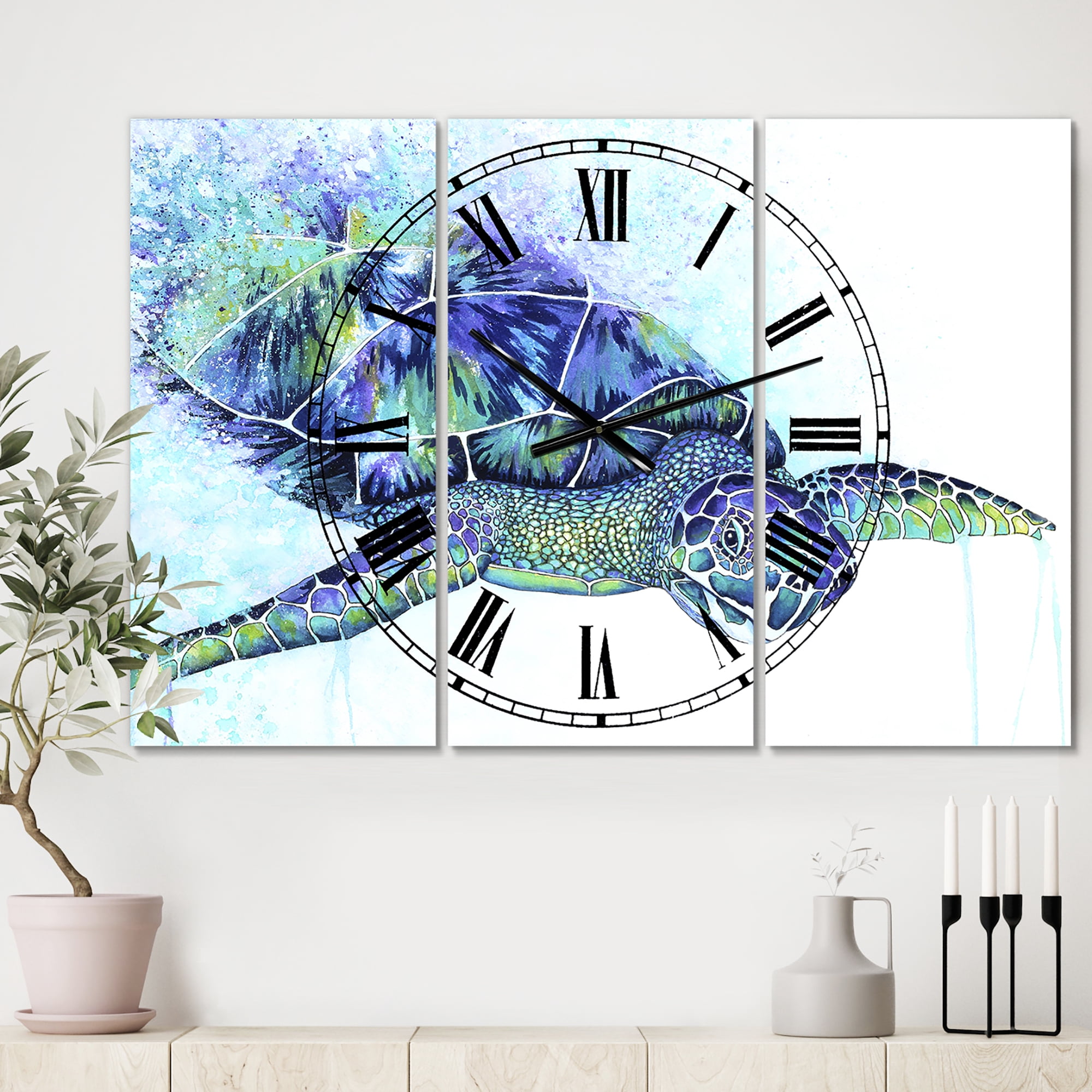Designart 'Sea Turtle' Oversized Cottage Wall Clock
