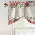 thumbnail image 5 of Tie Up Valances for Windows, Pink Flowers Adjustable Valance Curtains Window Treatment for Living Room, Spring Floral Farmhouse Botanical Rustic Rod Pocket Kitchen Curtains & Drapes 54x18 Inch, 5 of 9