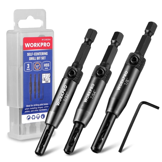 Juego de brocas WORKPRO autocentrantes HSS VIX de 3 piezas con llave hexagonal