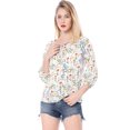 thumbnail image 3 of AllegK Blufloral de manraglán con cuello de pajari3/4 pamujer blanco XL, 3 of 6