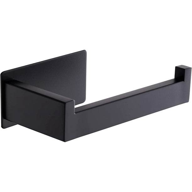 Portarrollos de papel higiénico autoadhesivo, portarrollos de papel higiénico sin taladro, portarrollos de baño de acero inoxidable negro mate