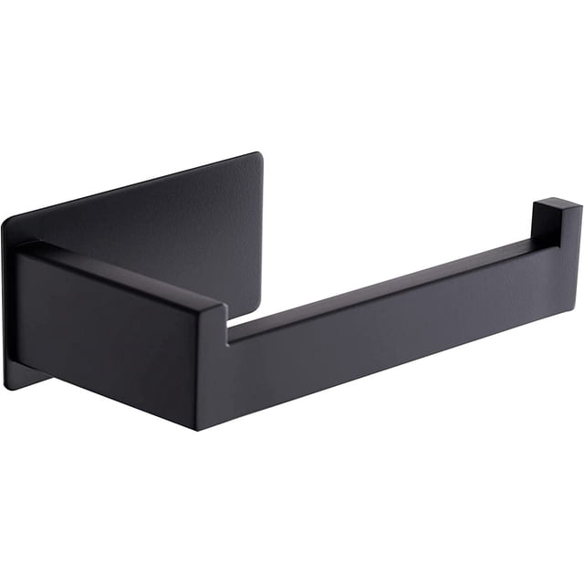 Portarrollos de papel higiénico autoadhesivo, portarrollos de papel higiénico sin taladro, portarrollos de baño de acero inoxidable negro mate