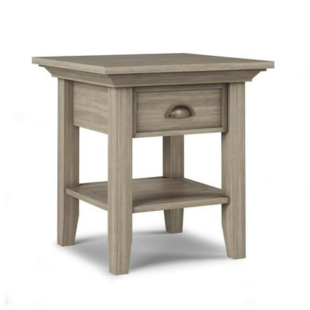 Simpli Home - Redmond Square Rustic Wood 1-Drawer End Table - Distressed Gray