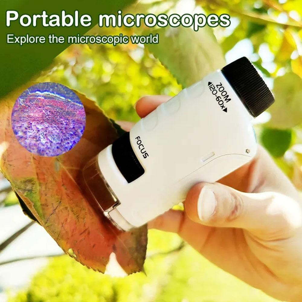 Miniscope Enfants, 60-120x Microscope de poche avec 12pcs
