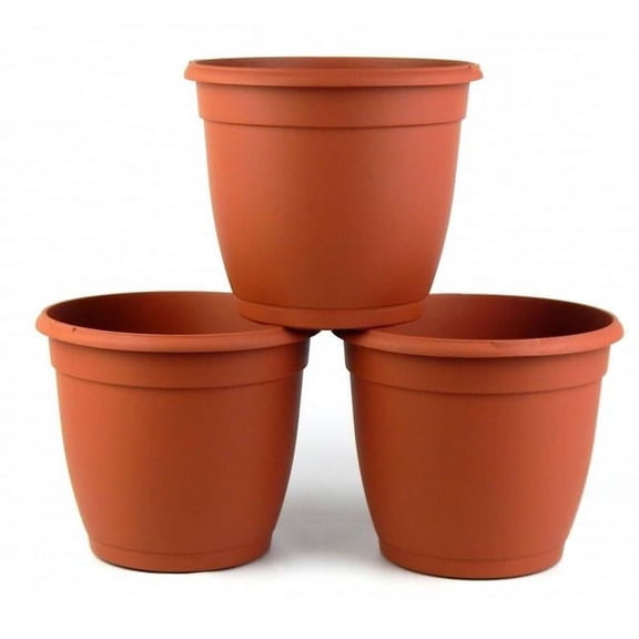 8 in. Decorative Terra Cotta Plastic Pot - Pack of 3