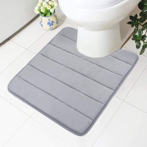 Smiry Memory Foam U-Shaped Contour Toilet Mat, 20" x 24", Grey